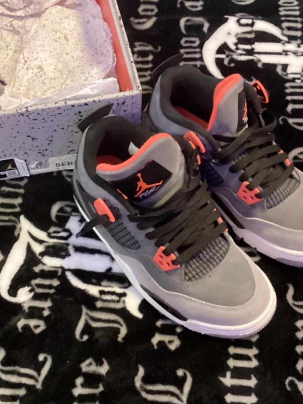 Jordan Kids Grey and Orange Retro Sneaker